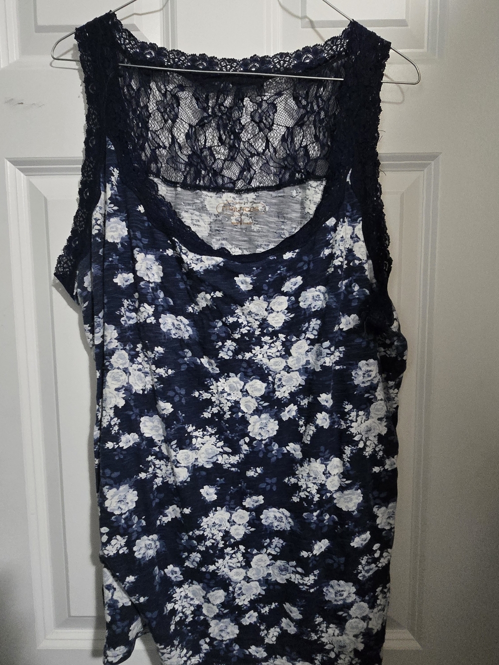 Maurices Navy Floral Lace-Back Camisole